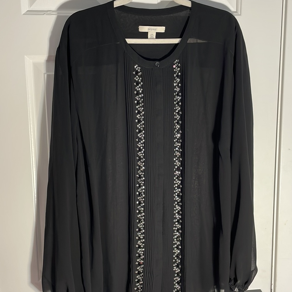 Fancy blouses with crystal handmade decor. 100% polyester